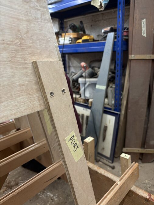 Hand-cut wooden ribs of the boat frame taking shape