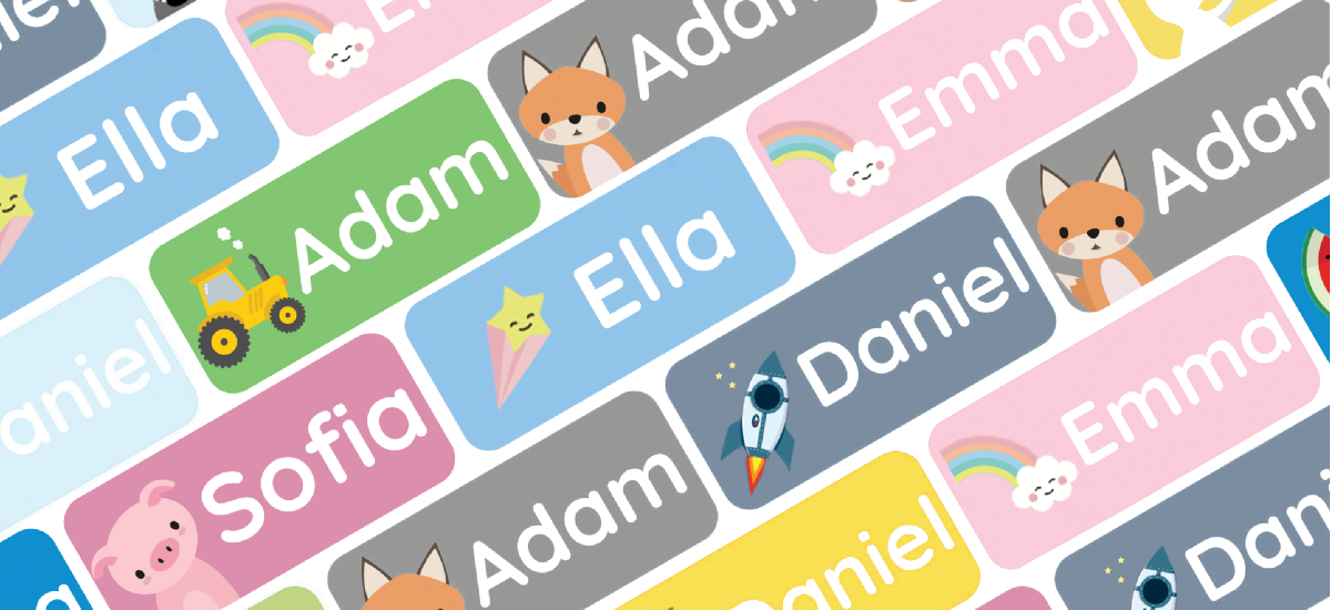 A selection of My Nametags waterproof name labels for children