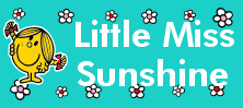 Mr Men and Little Miss name tag Little Miss Sunshine design