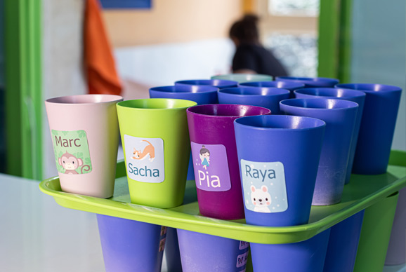My Nametags school name tags on plastic cups in nusery