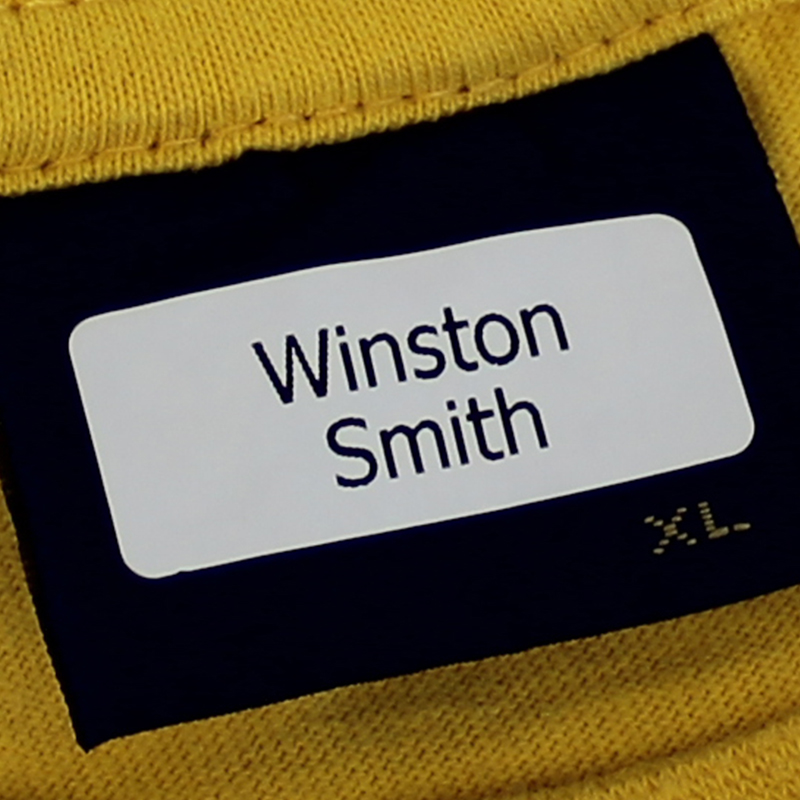 Black and white iron-on labels for clothing