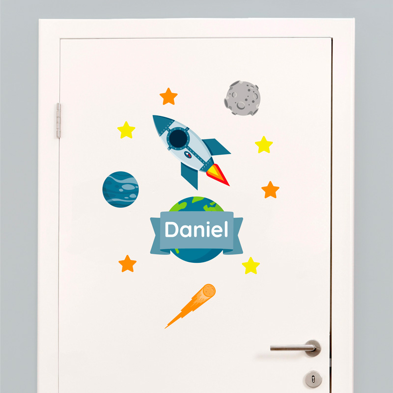 Door sticker space theme