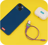 Ministicker labels on phone, airpods and charger