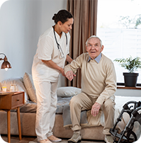 doctor helping senior patient