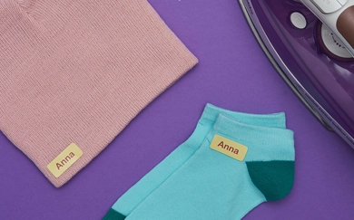 Colour Iron-On name tags for school uniforms and clothes