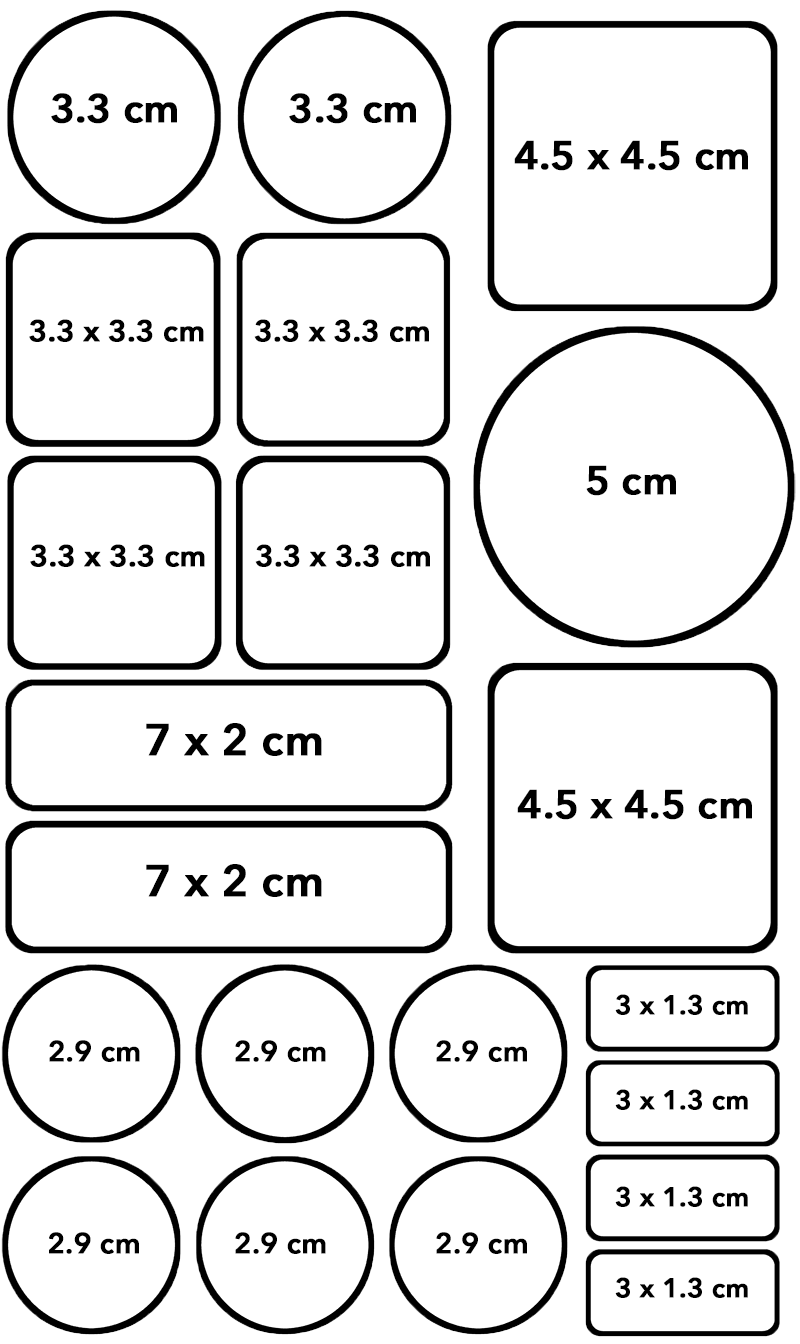 Maxisticker sizes