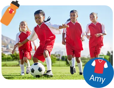 girls football team in red jerseys