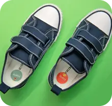 maxisticker inside insole of velcro shoes.
