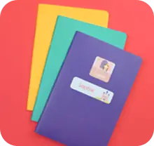 notebooks with maxistickers on them
