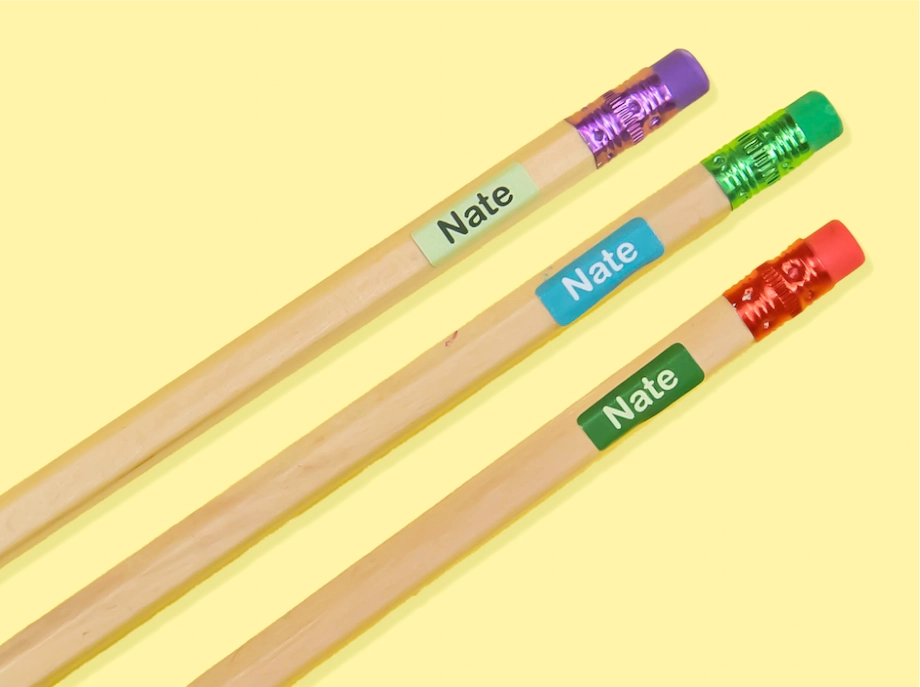 Mini stickers on pencils