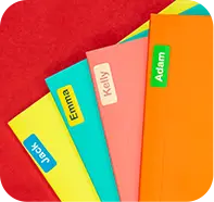 Notebooks with ministicker labels on them